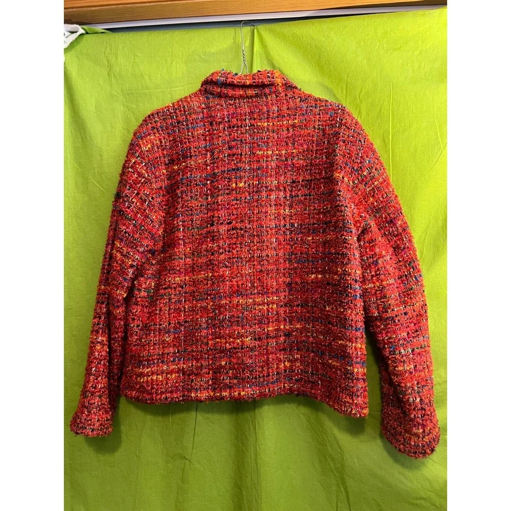 Keren Hart Vintage‎ Jacket Women's Size Large Colorful Art Yarn Glitter
